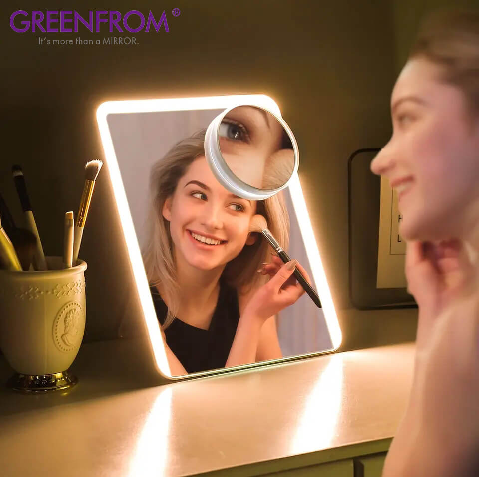 10X Magnification Compact Makeup Mirror with Lights: The Perfect Companion for Beauty Enthusiasts 1 GMX1505 1
