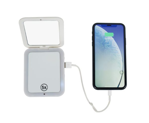 Power bank Square Hand Mirror for Travel Makeup Folding Compact Mirror GMS403 - Image 7